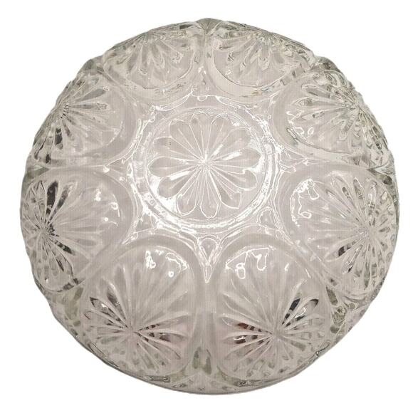 Retro Etched Serving Bowl Clear Cut Glass Decorative Vegetable Salad Fruit VTG - Picture 6 of 11